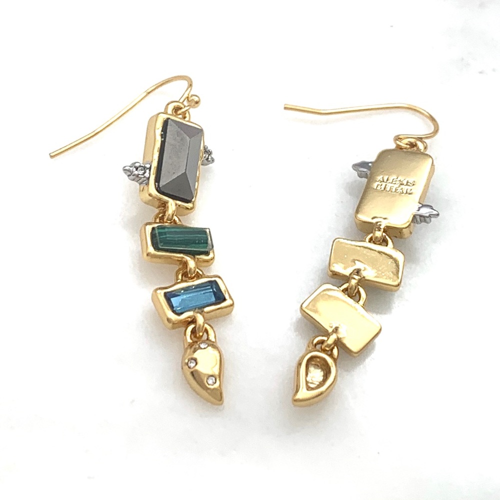 Alexis Bittar Molten Metal Multi Gemstone Malachite Dangling Earrings - Picture 7 of 15